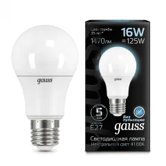 Gauss LED A60 16W E27 4100K 1/10/50