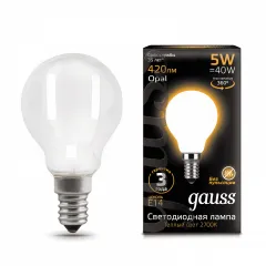 Gauss LED Filament Globe OPAL E14 5W 2700K 1/10/50