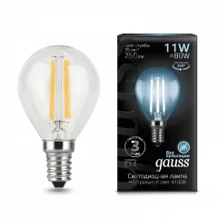Gauss LED Filament Шар E14 11W 750lm 4100K 1/10/50