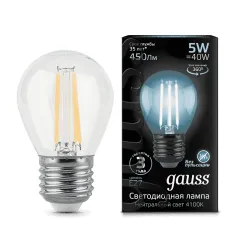 Gauss LED Filament Globe E27 5W 4100K 1/10/50 арт. 105802205