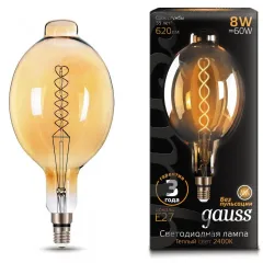 Gauss LED Vintage Filament Flexible BT180 8W E27 180*360mm Golden 620lm 2400K 1/6