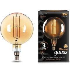 Gauss LED Vintage Filament G200 8W E27 200*300mm Golden 780lm 2400K  арт. 153802008