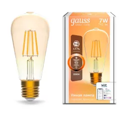 Лампа Светодиодная филаментная Gauss Smart Home DIM E27 ST64 Golden 7 Вт 1/10/40