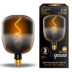 Лампа Gauss LED Филамент V140-DC Black-Clear 5W E27 200lm 1800K 140*204mm 1/6