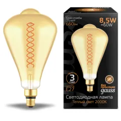 Лампа Gauss Filament ST164 8.5W 660lm 2000К Е27 golden flexible LED 1/6
Артикул: 157802105