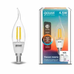 Лампа Gauss Smart Home DIM+CCT E14 CF35 4,5 Вт 2000-6500 К 1/10/40 арт. 1280112