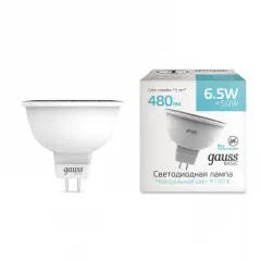 Фото характеристики Лампа Gauss Basic MR16 6,5W 480lm 4100K GU5.3 LED арт. 1013527