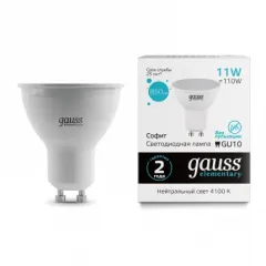 Фото характеристики размеры Лампа Gauss Elementary MR16 11W 850lm 4100K GU10 LED арт. 13621