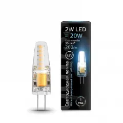 Фото характеристики Лампа Gauss G4 12V 2W 200lm 4100K силикон LED 1/10/200 арт. 207707202
