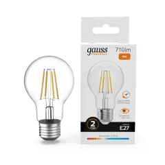 Лампа Gauss Filament Elementary А60 9W 710lm 2700К Е27 LED 1/10/50
Артикул: 22219