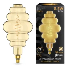 Лампа Gauss Filament Honeycomb 8.5W 660lm 2000К Е27 golden LED 1/2
Артикул: 161802105
