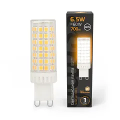 Фото Лампа Gauss G9 AC185-265V 6,5W 950lm 3000K керамика LED 1/10/200 Артикул: 107309106