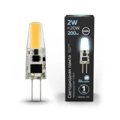 Фото Лампа Gauss G4 AC220-240V 2W 200lm 4100K силикон LED 1/10/200 Артикул: 107707202