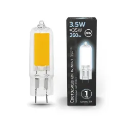 Фото Лампа Gauss G4 AC220-240V 3.5W 260lm 4100K стекло LED 1/10/200 Артикул: 107807203