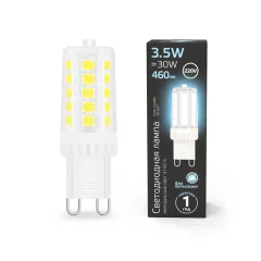 Фото Лампа Gauss G9 AC185-265V 3,5W 460lm 4100K керамика LED 1/10/200 Артикул: 107009205
