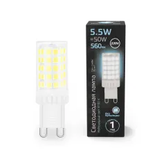 Фото Лампа Gauss G9 AC185-265V 5,5W 700lm 4100K керамика LED 1/10/200 Артикул: 107009206