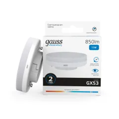 Фото Лампа Gauss Elementary GX53 11W 850lm 6500K LED 1/10/100 Артикул: 83831