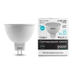 Фото Gauss LED Elementary MR16 GU5.3 3.5W 4100K 1/10/100 арт. 13524