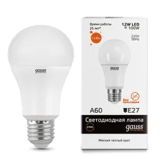 Gauss LED Elementary A60 12W E27 3000K 1/10/40 арт. 23212