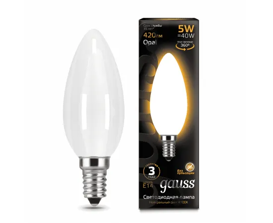 Gauss LED Filament Candle OPAL E14 5W 2700К 1/10/50