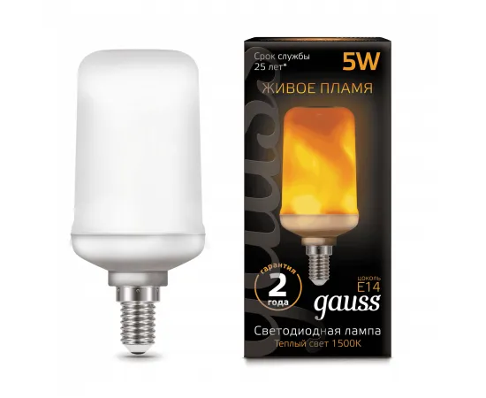 Gauss LED T65 Flame 5W E14 20-80lm 1500K 1/10/100