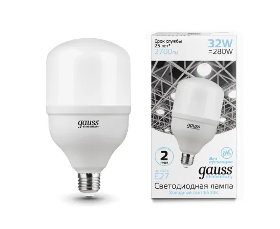 Лампа Gauss Elementary T100 32W 2700lm 6500K E27 LED 1/20