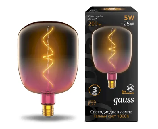 Лампа Gauss LED Филамент Flexible V140-DC Pink-Clear E27 5W 200lm 1800K 140*200mm 1/6
