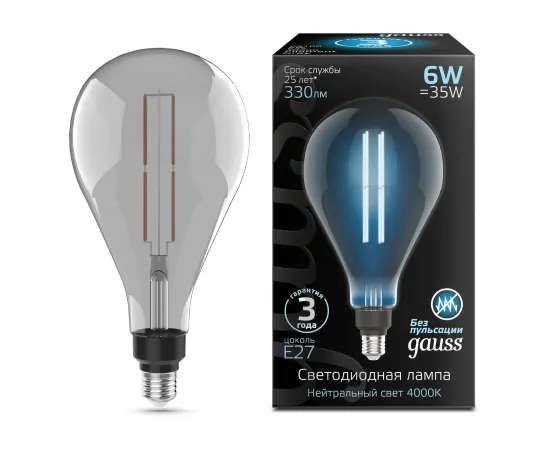 Лампа Gauss Filament PS160 6W 330lm 4000К Е27 gray straight LED 1/6
Артикул: 179802205