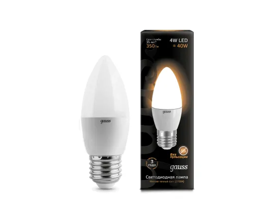 Gauss LED Candle 4W E27 2700K 1/10/50 арт. EB103102104