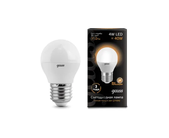 Gauss LED Globe 4W E27 2700K 1/10/50 арт. EB105102104